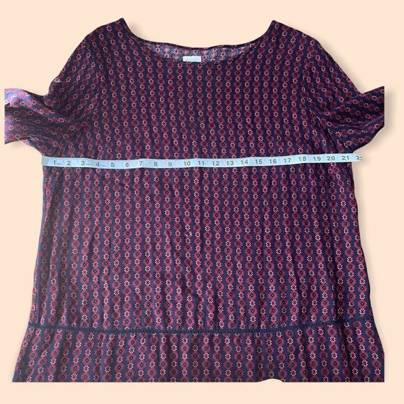 Emberly Red & Blue Print Layered Bell Sleeves Shift Dress Size L - Picture 12 of 16